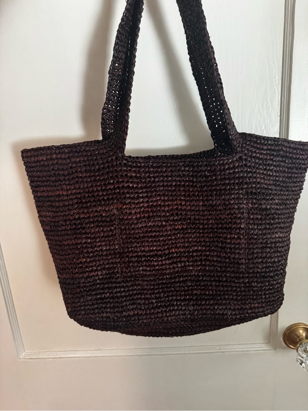 NWT Zara Raffia Woven Tote Bag - Chocolate